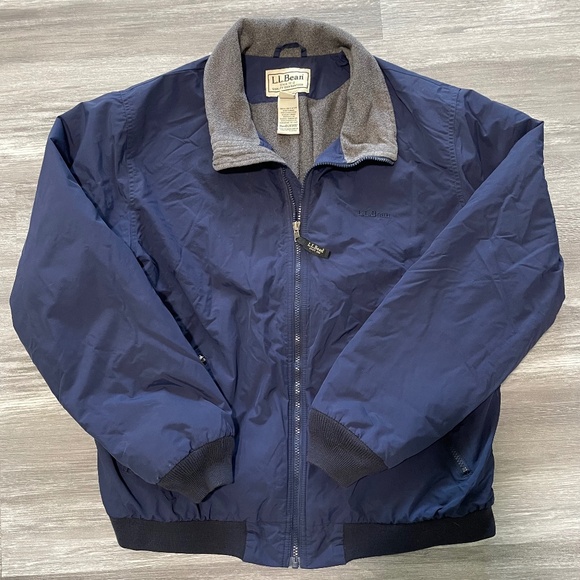 L.L. Bean Other - L.L.Bean Navy Men's Warm-Up Jacket with Gray Inner Fleece Lining & Zip Pockets